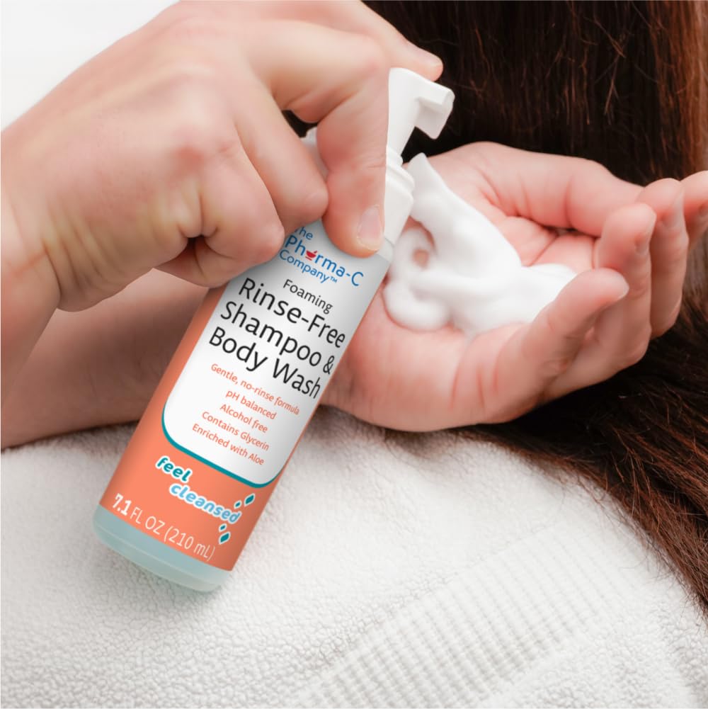 The Pharma-C Company - Foaming Rinse Free Shampoo & Body Wash [6 pack] - Hospital Tested Gentle No-Rinse Formula Leaves Hair & Body Fresh & Clean