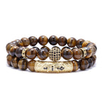 BOMAIL 8mm Tiger Eye Stone Beads Bracelet