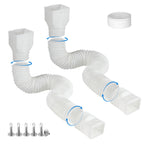 plusgutter 2 Pack Rain Gutter Downspout Extensions, Flexible Downspout Extender with 58"+68" Extendable Pipes for Rain Water Drainage, Durable Down Spout Drain Extension with Connector (White)