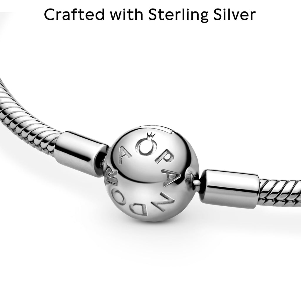 PANDORA Moments Snake Chain Bracelet - Hand-Finished Charm Bracelet - Jewelry for Her with Gift Box - Compatible Moments Charms - Sterling Silver - 7.5"