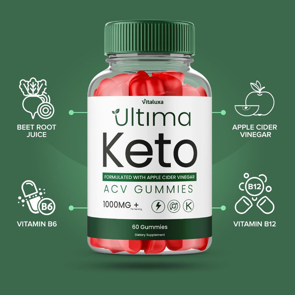 Ultima Keto ACV Gummies - Ultimate Keto Plus ACV Apple Cider Vinegar 525 MG Per Gummy, Ultimaketo+ACV Supplement All Natural Premium Ingredient Advanced Formula (60 Gummies)