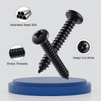 BNUOK #8 x 3/4 Inch Pan Head Wood Screws, Phillips Drive, Black Oxide Stainless Steel 304 (18-8), Self Tapping for Wood, Sheet Metal Screws, 100 Pack
