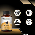 Shilajit Capsules - Non GMO Extract by mi Nature | 180 Veg Caps | Promotes Vibrant Energy & Vitality| 1000 mg | 100% Only Shilajit Extract Capsules | Fulvic Acid