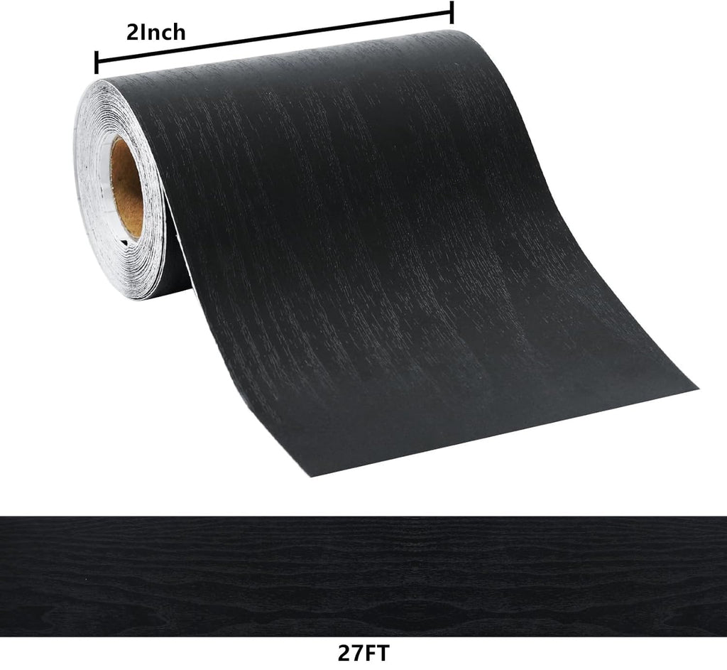 DESOMINOR 27FT Black Border Peel &Stick Black Wood Grain Wallpaper Border Removable Waterproof Bathroom Mirror Frame Sticker (Yellow, 3.2'' x 324'')