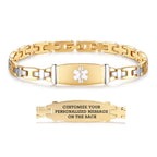 LinnaLove Lady Medical Alert id Bracelets-Gold Medical Bracelets for Women with Free Engraving