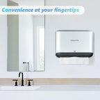 DUTYWORKS Paper Towel Dispenser Wall Mount, Multifold Paper Towel Holder Adhesive Hand Towel Dispenser for Bathroom Kitchen Commercial, Silver