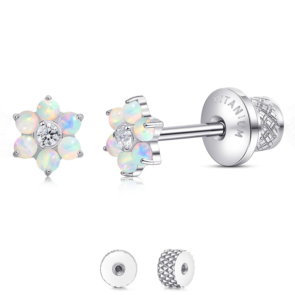 Limerencia Titanium Flat Back Screw Back Stud Earrings for Women Men