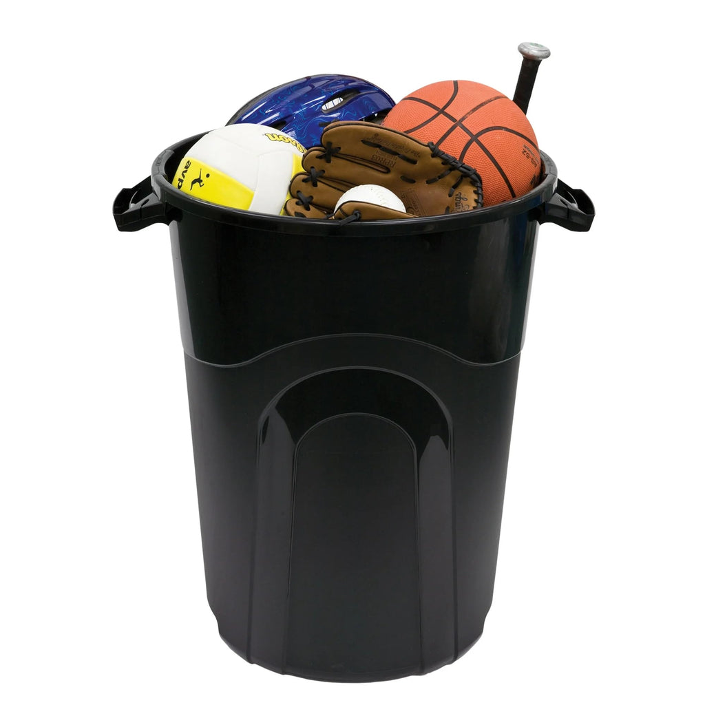 32 Gallon Heavy Duty Plastic Garbage Can, Included Click Lock Lid, Large Trash Can Sturdy Handles, Garage Trash Can, Indoor and Outdoor, Black