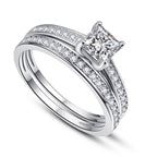 AVECON 1.35CT Princess Cut Engagement Ring Set for Women Cubic Zirconia, 6