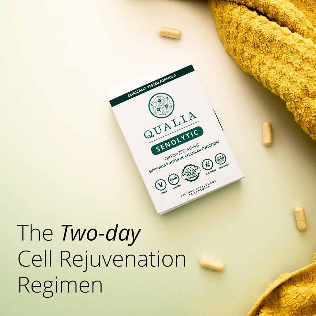 Qualia Senolytic Supplement, Fisetin, Quercetin, Piperlongumine & More, Aging Supplement That Supports Optimal Cell Repair & Rejuvenation, Naturally Eliminate Zombie Cells, Capsules, 2 Box