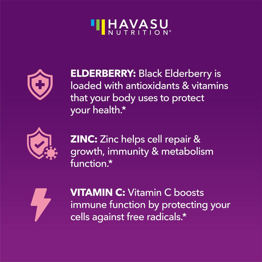Elderberry Gummies for Kids with Zinc and Vitamin C - Immune Support Supplement for Children - 60 Count, Vegan, Berry Flavor - Convenient Daily Defense with Antioxidants and Essential Nutrients