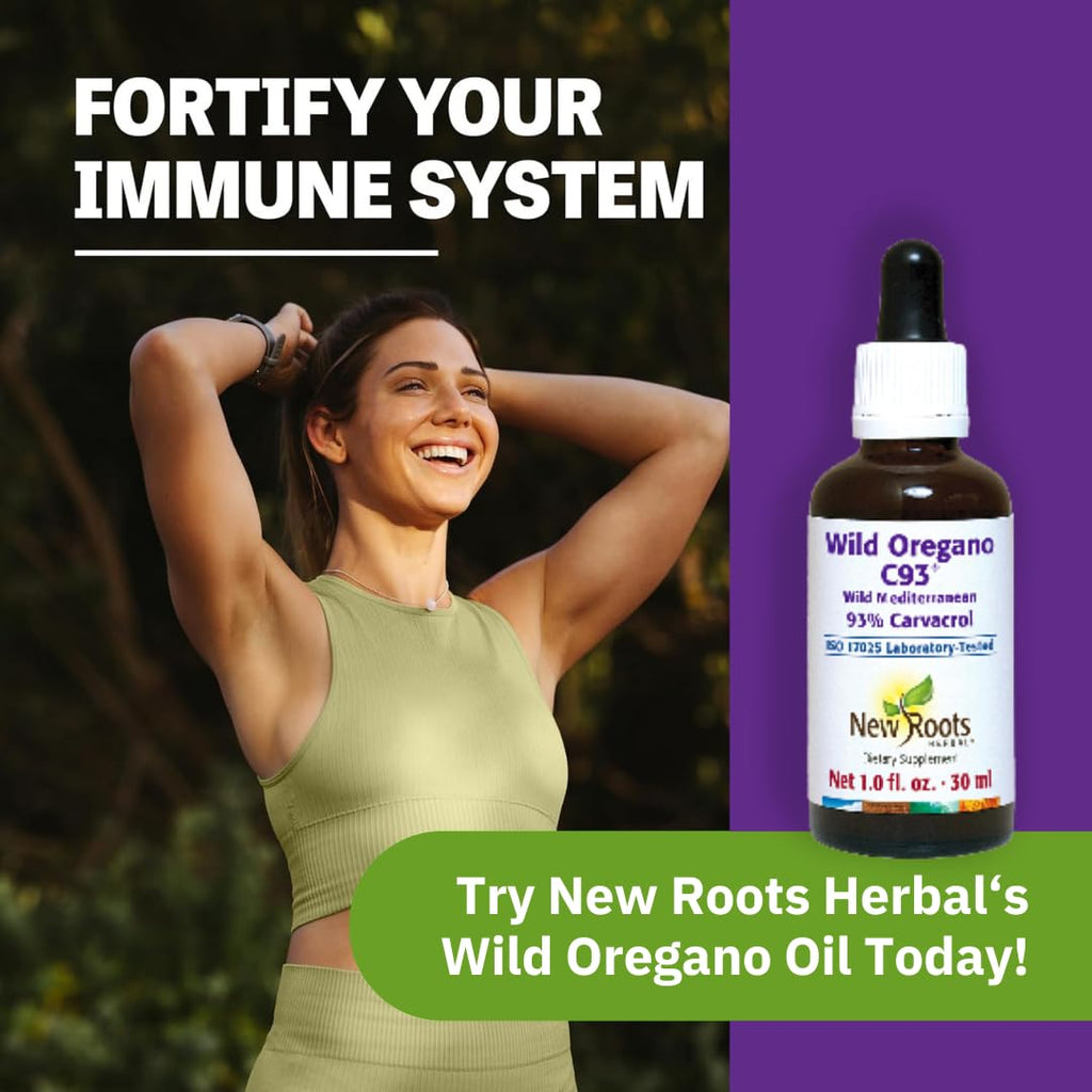 NEW ROOTS HERBAL | Wild Oregano Oil Drops - (547 Servings) | Oil of Oregano Extract with 93% Carvacrol (1 fl oz), Non-GMO