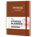 Fitness Workout Journal for Women & Men, A5(5.5" x 8.3") Workout Log Book Planner for Tracking, Progress, and Achieving Your Wellness Goals-Rust Brown