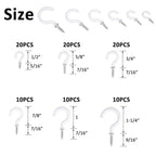 Romeda 90 Pcs White Ceiling Hooks kit, 6 Sizes Vinyl Coated Screw-in Plant, Kitchen, Cup, Ceiling Hooks for Hanging (1/2in, 5/8in,3/4in,7/8in,1'',1-1/4in)