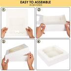 Moretoes 24pcs Bakery Boxes, 10x10x2.5 Inches Auto-Popup Pie Boxes for Cookies, Chocolate Covered Strawberries, Pies, Donuts, Muffins