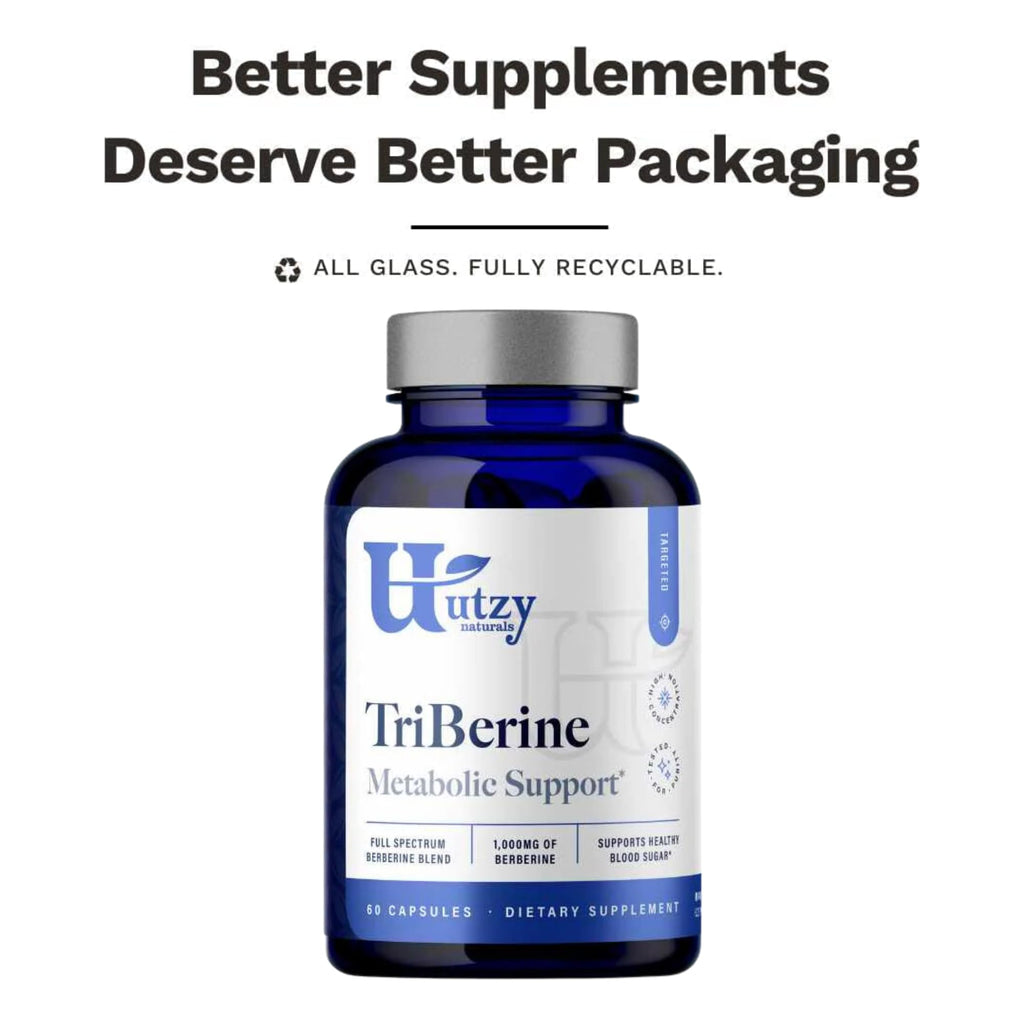 Berberine 1,000 mg Triple Source Full Spectrum Blend, Indian Barberry + Coptis + Oregon Grape Root, Metabolic & Cardiovascular Support, 60 Vegetarian Capsules — TriBerine by Utzy Naturals