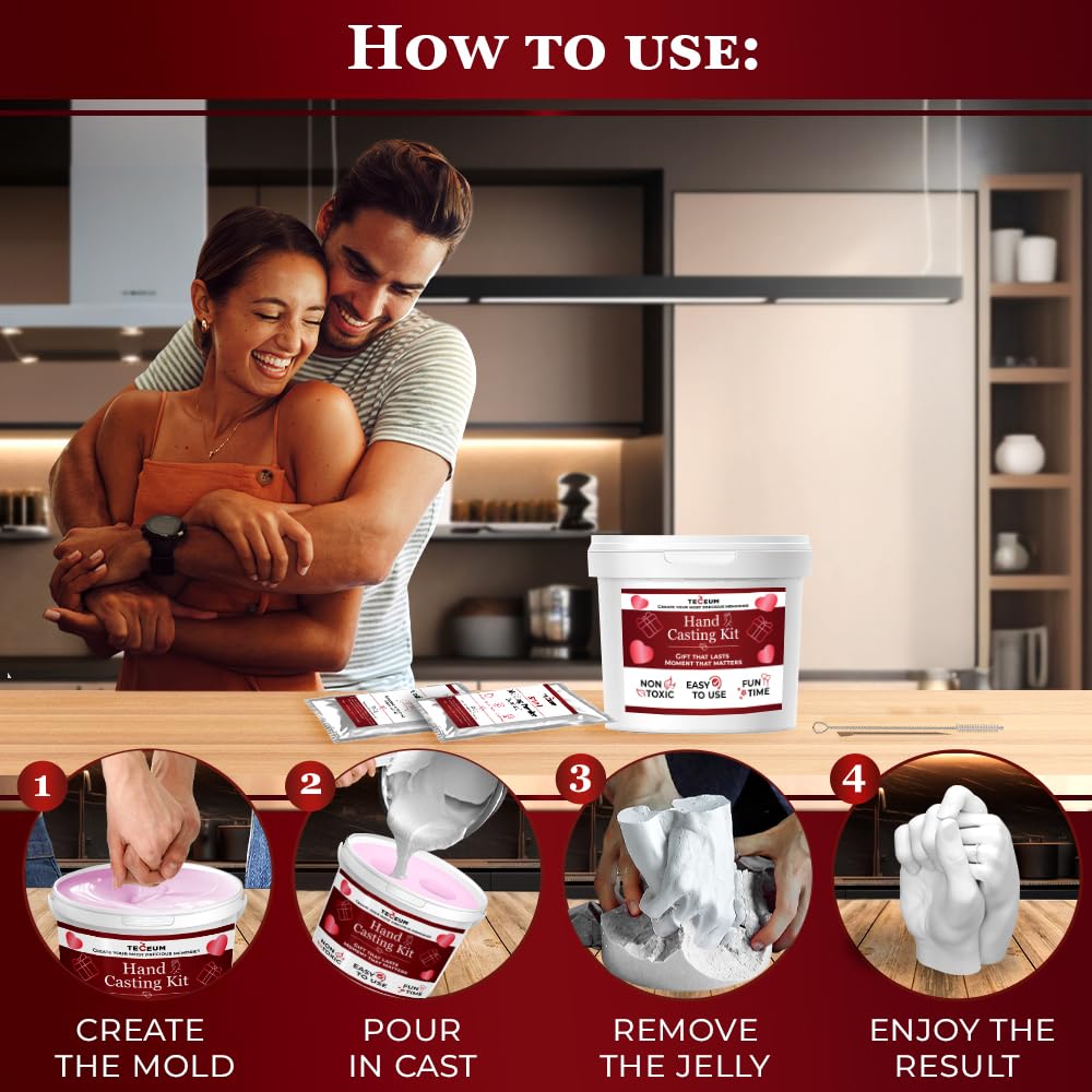 TECEUM Hand Casting Kit – Unique Gift for Couples, Family, Babies & Adults