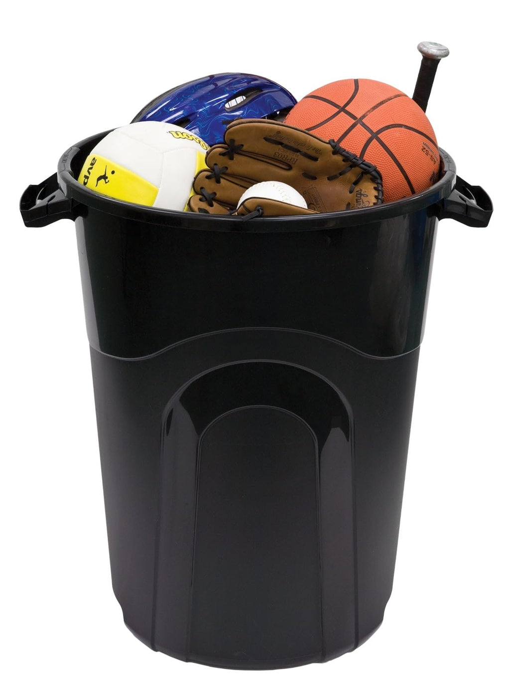 DayGo 32 Gallon Heavy Duty Plastic Garbage Can, Included Lid, Indoor/Outdoor, Black