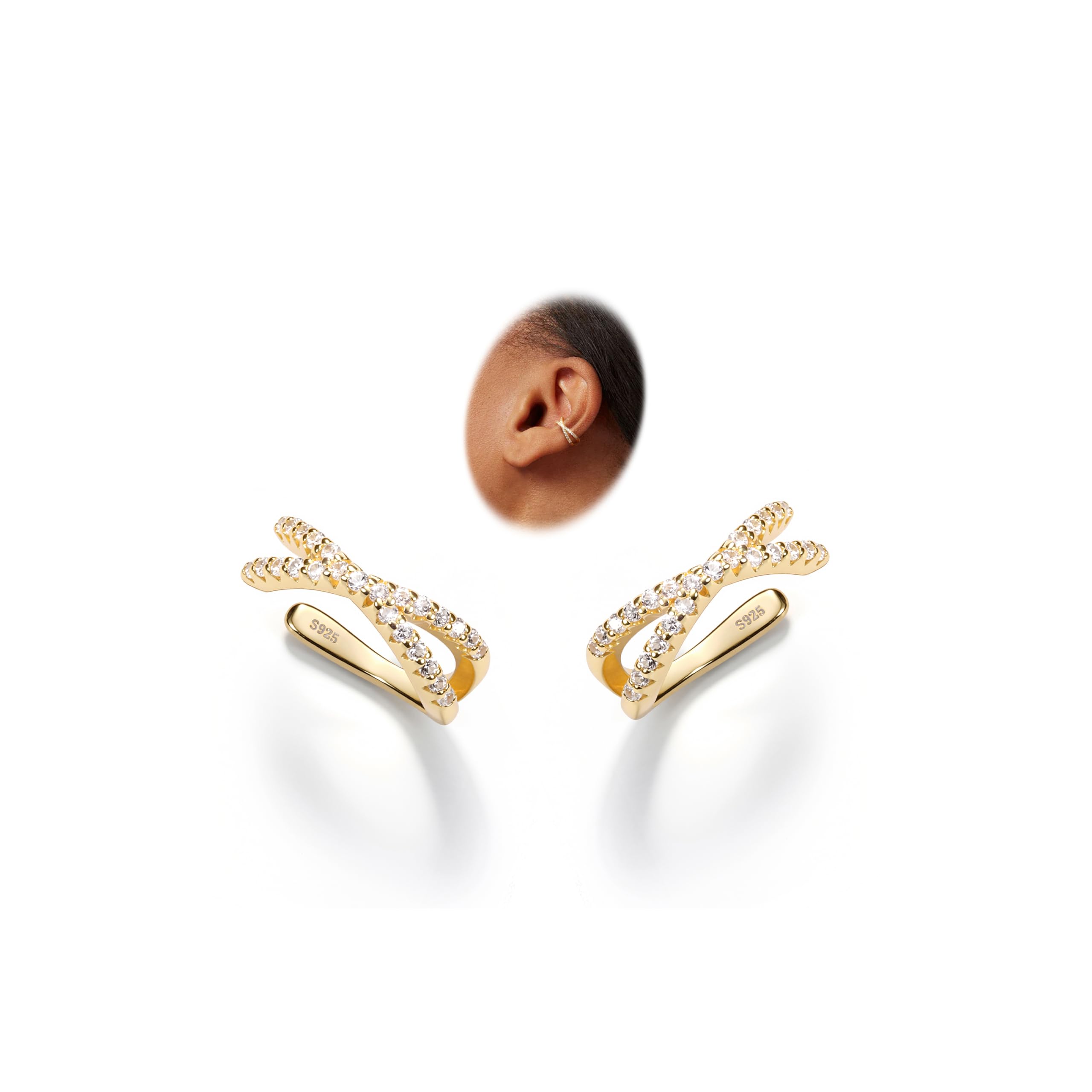 Sterling Silver Ear Cuffs Non Piercing Fake Conch Cuff Earrings for Women