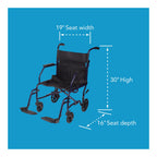 Carex Transport Wheelchair With 19 inch Seat, Folding Transport Chair with Foot Rests, Foldable Lightweight Wheelchair Foldable for Storage and Travel