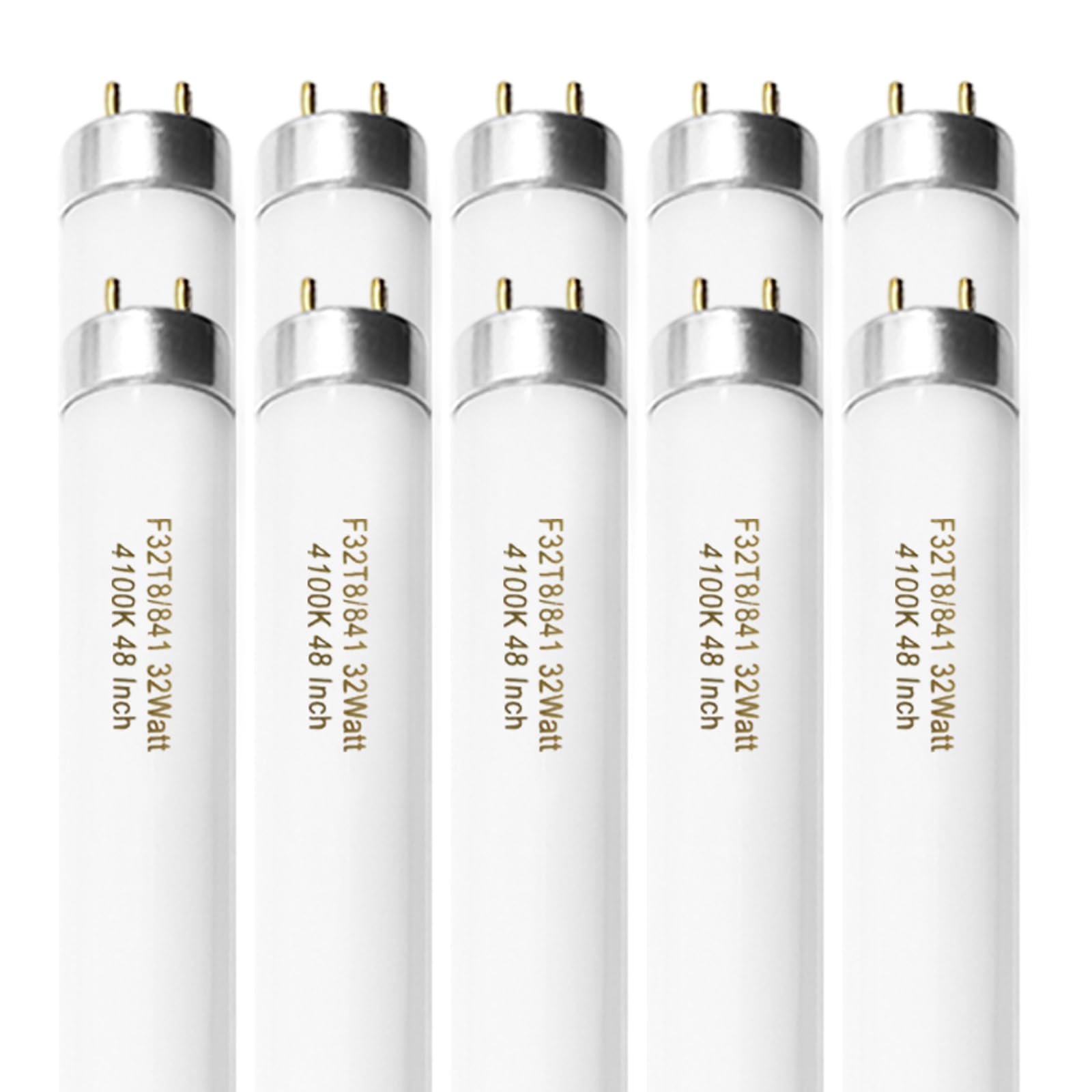 Konideke F32T8/841 32W 48 Inch T8 Fluorescent Tube Light Bulb, T8 Fluorescent Bulbs 4 Foot, 4ft Light Bulb, 4100K Cool White, 2850 Lumens, G13 Medium Bi-Pin Base,10 Pack