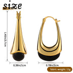 FOJDPAS 14k Gold Plated Amber Resin Hoop Earrings for Women Trendy, Hypoallergenic Chunky Gold Earrings Jewelry Gifts for Sensitive Earlobes (Gold-Ink color, Drop-Shaped)