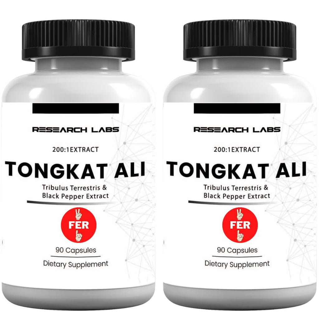Research Labs Longjack Tongkat Ali 2 Pack Extract Capsules - Highly Concentrated Potent Extract | Strength, Drive, Performance & Muscle Mass