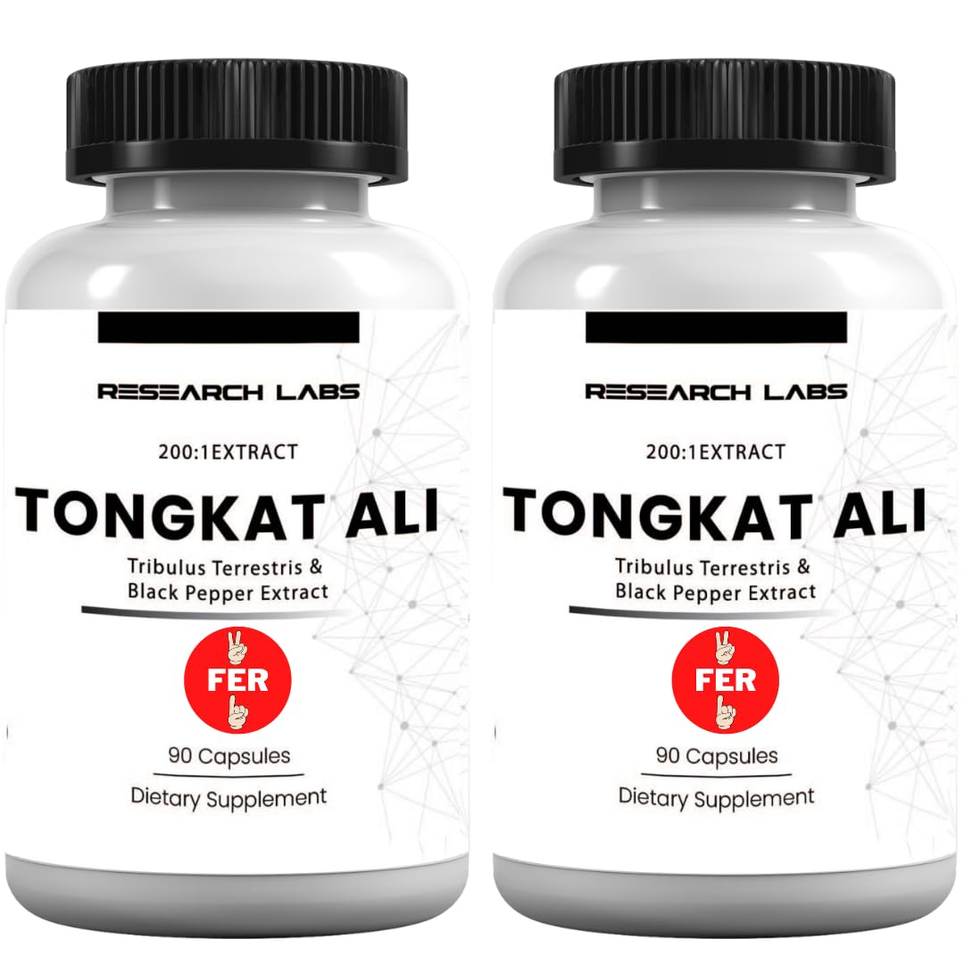 Research Labs Longjack Tongkat Ali 2 Pack Extract Capsules - Highly Concentrated Potent Extract | Strength, Drive, Performance & Muscle Mass