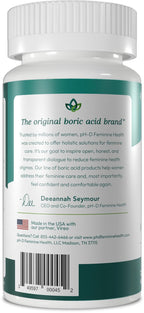 pH-D Feminine Health - 600 mg Boric Acid Suppositories - Woman Owned - for Vaginal Odor Use - 72 count
