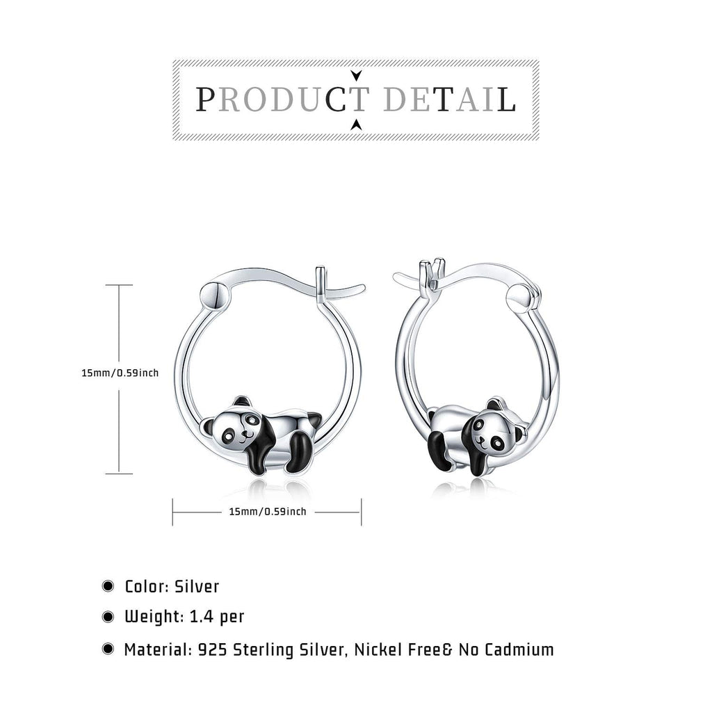JUSTKIDSTOY Hypoallergenic Panda Hoop Earrings for Women Girls Sterling Silver Small Animal Huggie Hoop Earrings for Sensitive Ears Panda Jewelry Graduation Gifts for Daughter Her