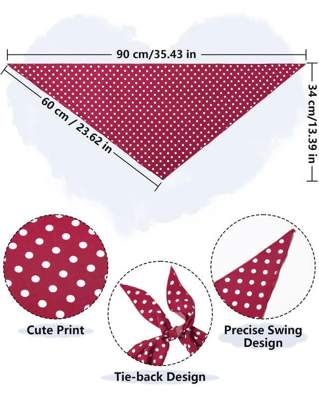 AWAYTR 3Pcs Hair Bandanas Head Kerchief for Women Girls Tie-Back Boho Hair Scarf Headband Bandana Triangle Head Scarf (Polka Dot - Red/Black/Dark Blue)