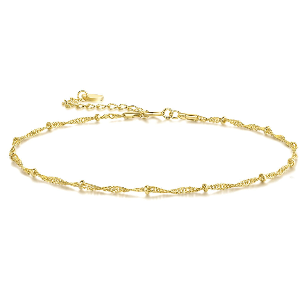Yzytdgzy 14K Gold Anklets for Women Beaded Ankle Bracelets for Women