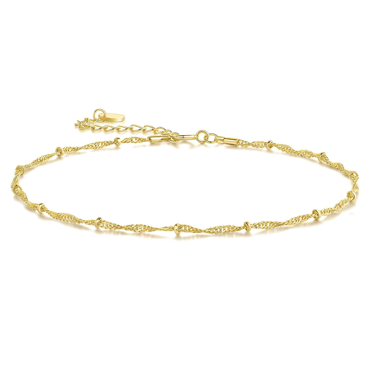 Yzytdgzy 14K Gold Anklets for Women Beaded Ankle Bracelets for Women