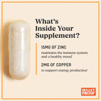 Bulletproof Zinc with Copper Capsules, 60 Count, Minerals and Antioxidant Supplement for Immunity and Mood