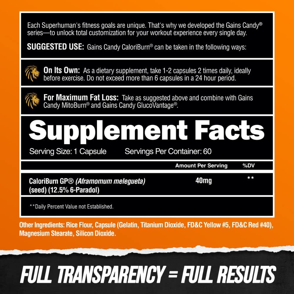 ALPHA LION Gains Candy, Pills that Support Weight Loss, Energy Supplements, 100% Natural Extract, Calorie Burning, Regulates Healthy Metabolism, 60 Capsules (Fat Loss - CaloriBurn®)
