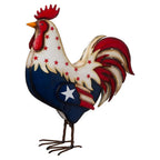 12 Inch American Flag Metal Rooster Yard Decor Outdoor 4th of July Decorations 2D Iron Patriotic Chicken Garden Statues Red White and Blue Art Yard Sign for USA 250th Anniversary Independence Day