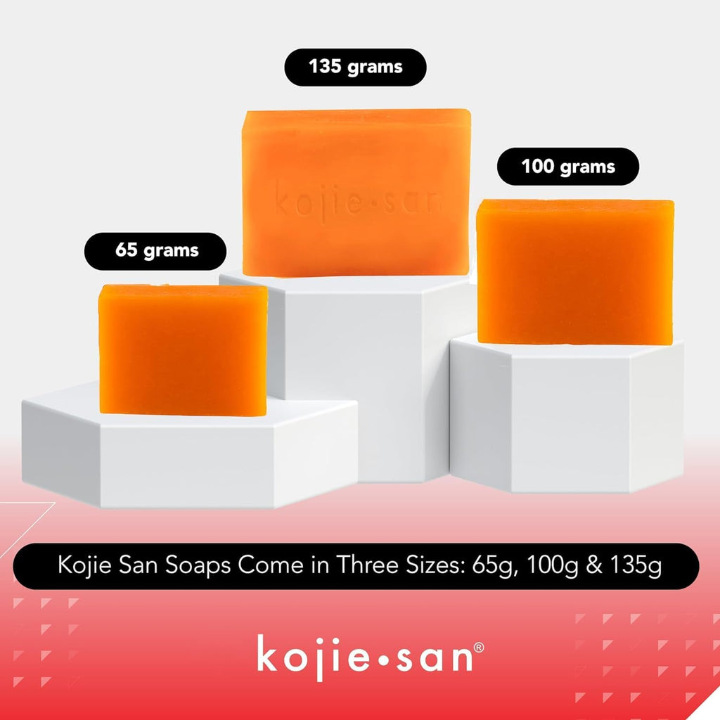 Kojie San Skin Brightening Soap – The Original Kojic Acid, Dark Spot Remover Bar Soap with Coconut & Tea Tree Oil – 100g x 3 Bars with Net