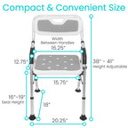 Vive Shower Chair For Elderly And Disabled - Folding Seat With Arms And Back - Foldable Bathroom Chairs For Sitting, Inside Shower - Portable For Travel - Fold Down, Collapsible, Compact & Comfortable