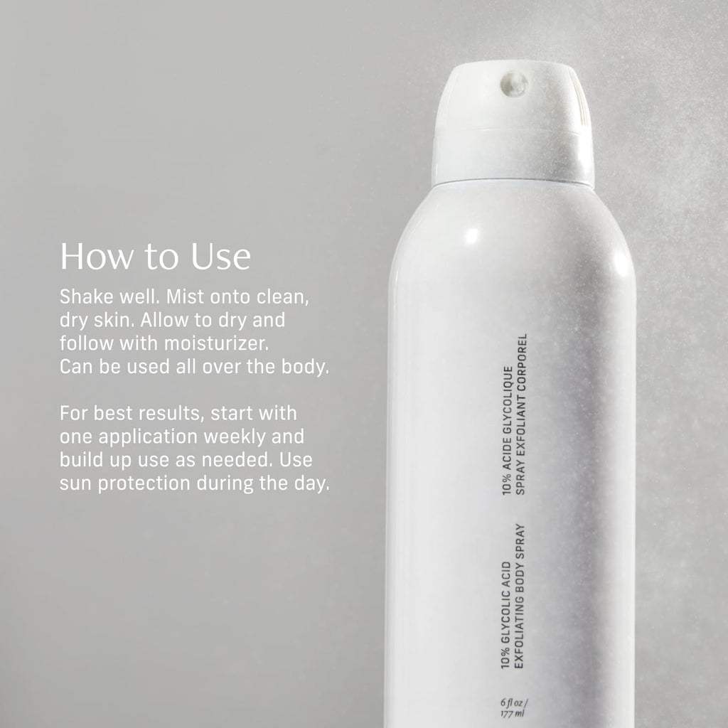 Cyklar Glycolic Acid Exfoliating Body Spray – 10% AHA Toner for Face & Body. Skin-Smoothing Spray with Peptides & Enzymes – Fragrance-Free, 6 fl oz