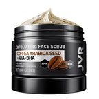 JVR Face Scrub for Men, Facial Scrub for Deep Exfoliating, Cleansing Blackheads, Ingrown Hair, Pre-shave Soften, Organic Formulated with Coffee Extract, AHA and BHA Face Exfoliator (8.46 oz)