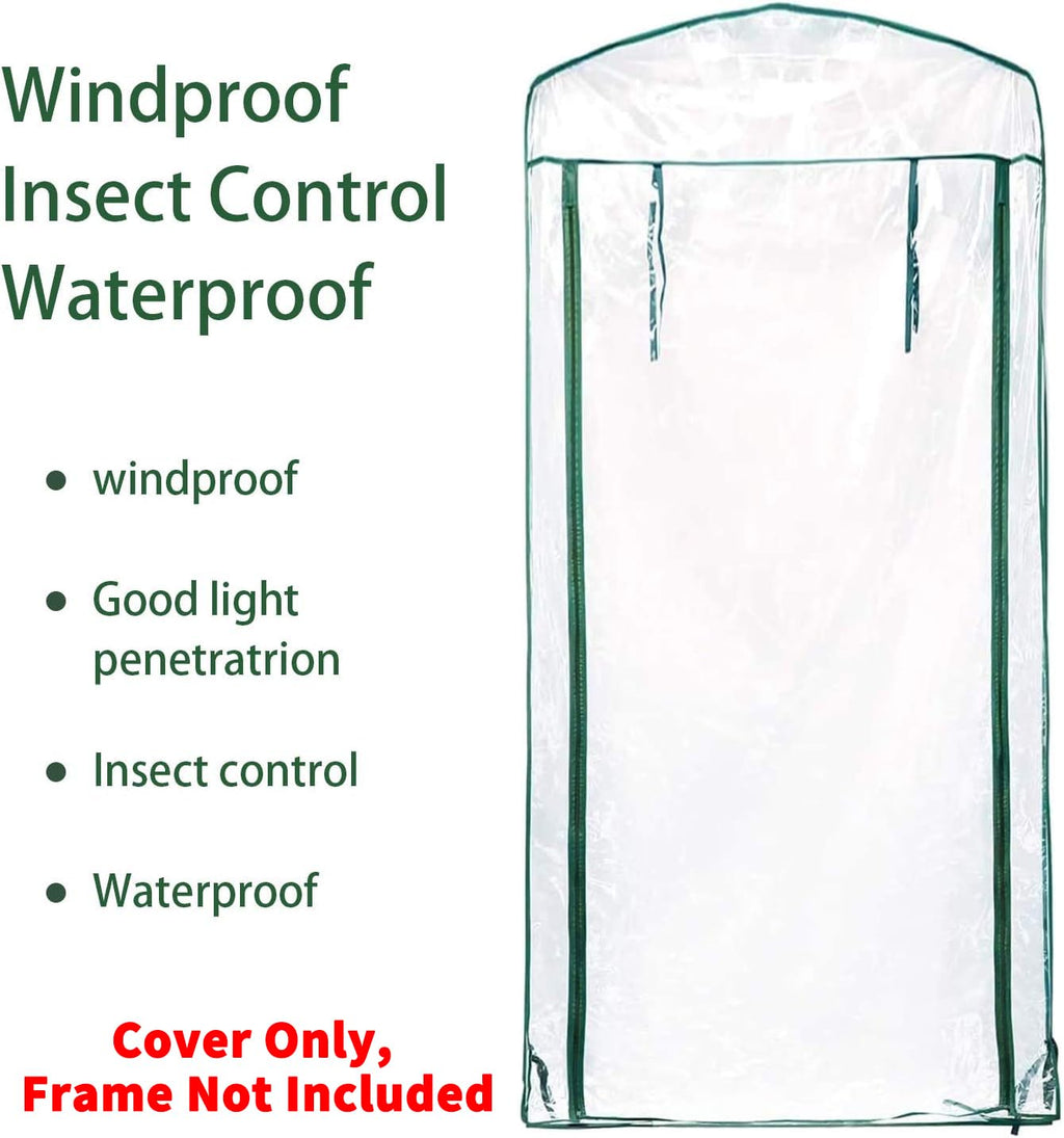 4 Tier Roll-Up Greenhouse Replacement Cover for Plant-63"x27"x19" Clear PVC