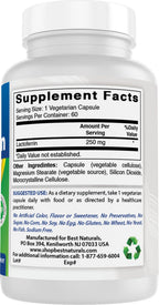 Best Naturals Lactoferrin 250 mg Veggie Capsule, Supports Healthy Immune Function - 60 Count