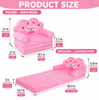 MOONBEEKI Kids Couch Fold Out, Foldable Princess Chair for Toddlers, Pink
