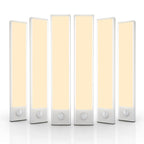 6 Pack Under Cabinet Lights Wireless, 32 LED Motion Sensor Light Indoor Rechargeable Magnetic Closet Lights Battery Operated, Under Counter Lights for Kitchen, Wardrobe, Stairs, Warm Light