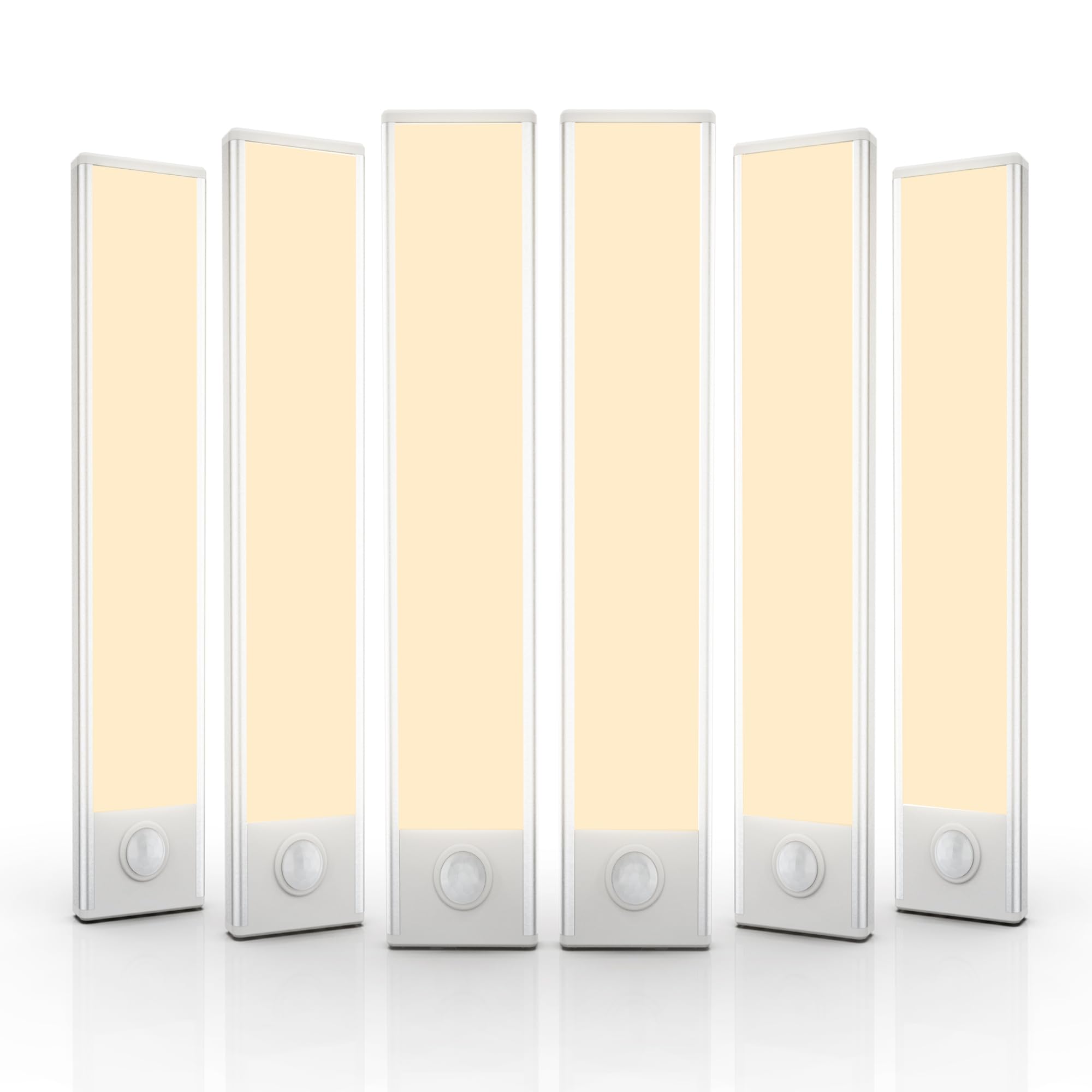6 Pack Under Cabinet Lights Wireless, 32 LED Motion Sensor Light Indoor Rechargeable Magnetic Closet Lights Battery Operated, Under Counter Lights for Kitchen, Wardrobe, Stairs, Warm Light