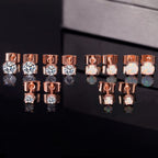 Dwearbeauty Rose gold Earrings, 6 Pairs Earrings Set Cubic Zirconia stud Earring with 18K Rose Gold Plated Hypoallergenic Opal Earring Small for Women
