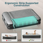 Ezyrest Queen Air Mattress Waterproof and Easy-to-Clean, Blow Up Mattress with Built-in Pump, Durable Inflatable Mattress with Pillow Design Suitable for Naps, Hosting a Friend and Camping