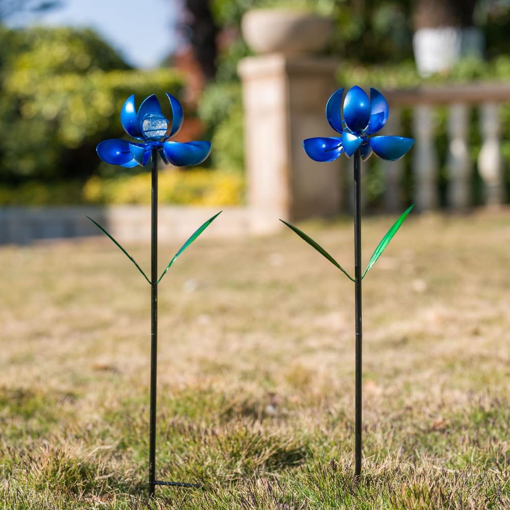 SATHGA Metal Wind Spinners Outdoor,2Pack Pinwheels for Yard and Garden, Decorative Garden Stakes for Patio,Lawn, Outdoor