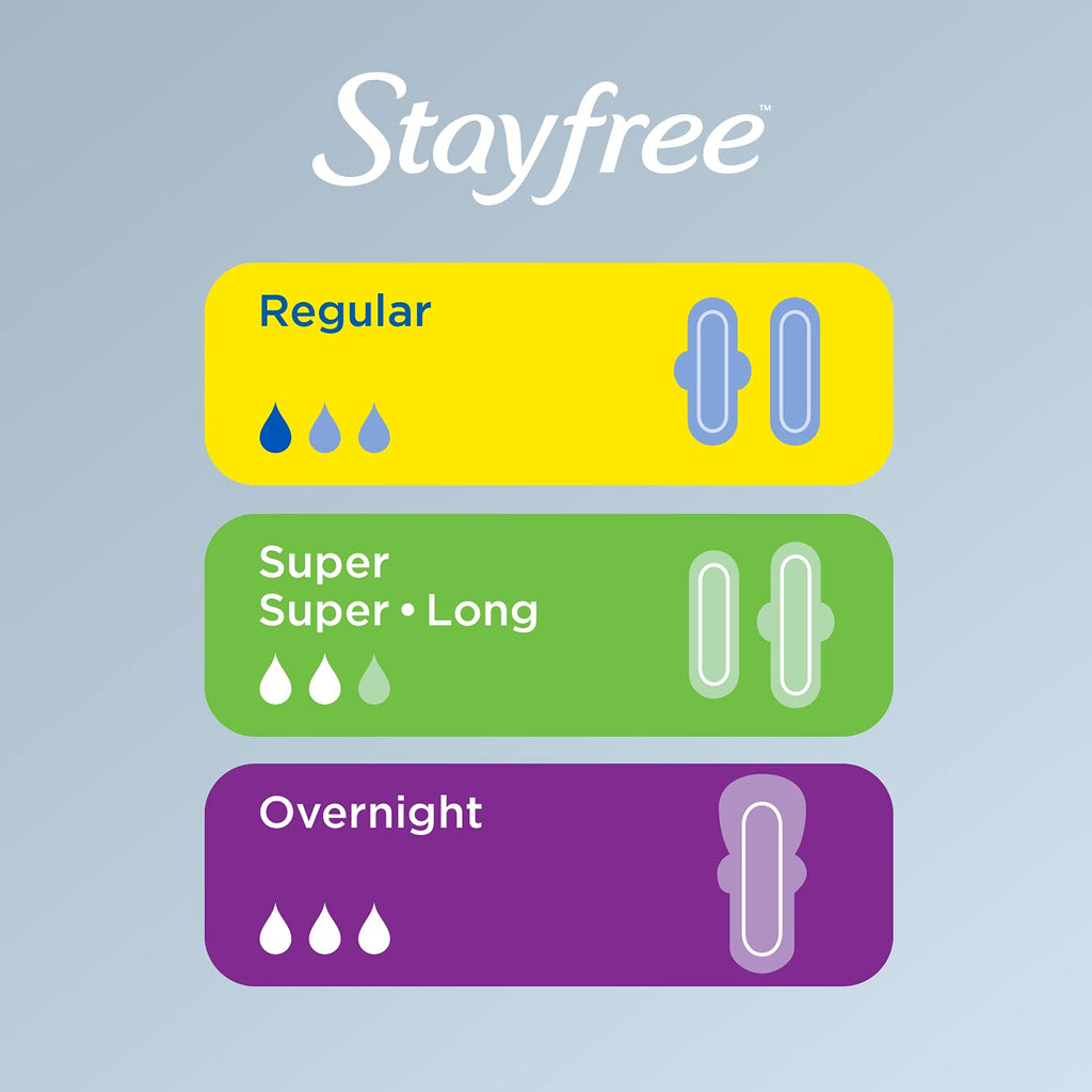 Stayfree Ultra Thin Super Long Pads with Wings For Women, Reliable Protection and Absorbency of Feminine Moisture, Leaks and Periods, 32 count