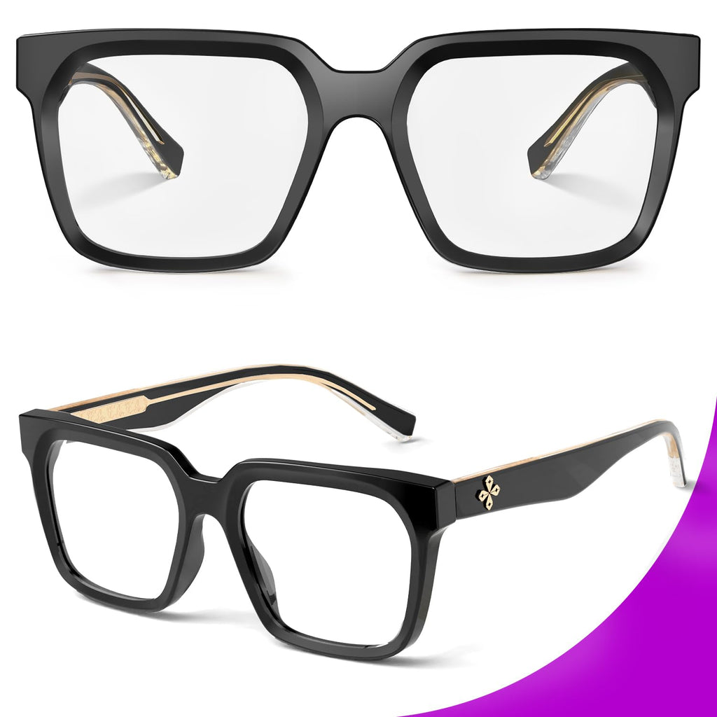 VISOONE 2 Pack Rectangle TR90 Blue Light Blocking Glasses Computer Eyewear with Preppy Look for Women and Men Cougar